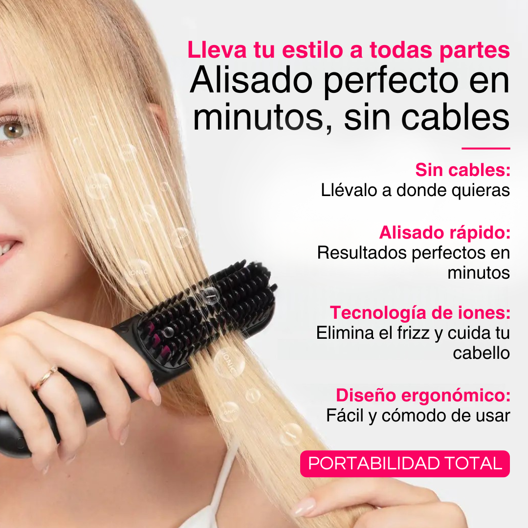 QuickSmooth - Alisa Y Estiliza Tu Cabello Donde Quieras - Cepillo Alisador Inalámbrico