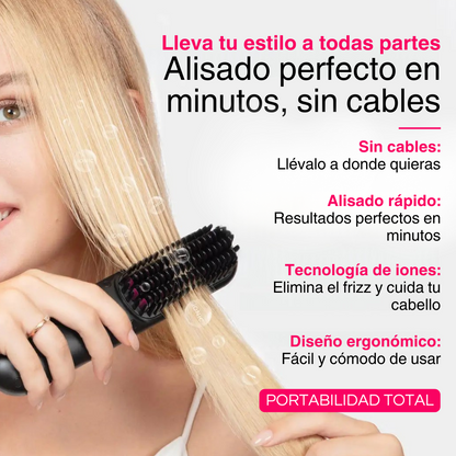 QuickSmooth - Alisa Y Estiliza Tu Cabello Donde Quieras - Cepillo Alisador Inalámbrico