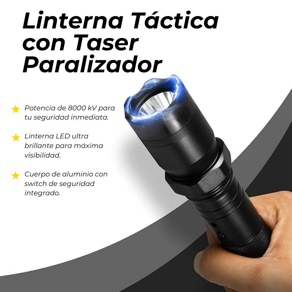 Linterna Táctica De Defensa Personal - Electroshock Paralizante ⚡️👊